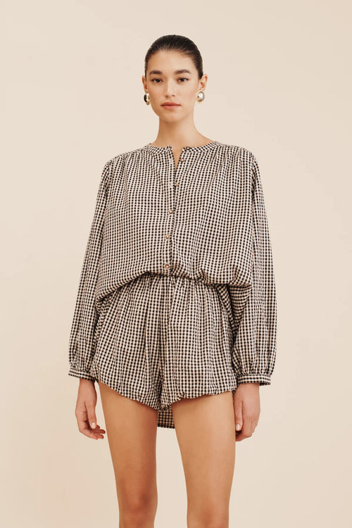 Mira Shirt - Gingham Black