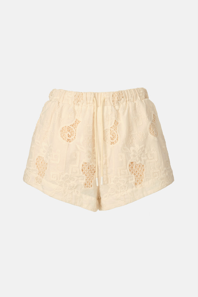 Cala D'Or Short - Cream Embroidery