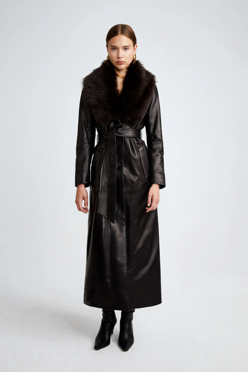 Dakota Coat - Black (Espresso Collar)