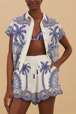 Blue Palm Trees Richelieu Shirt - Blue