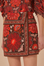 Gigi Tapestry Skirt - Brown/Red