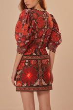 Gigi Tapestry Skirt - Brown/Red