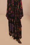 Floral Scarves High Neck Dress - Black