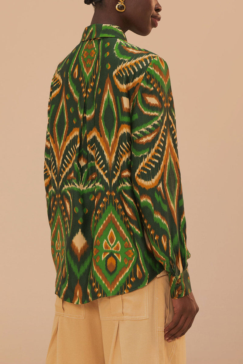 Ikat Shirt - Pineapple Green