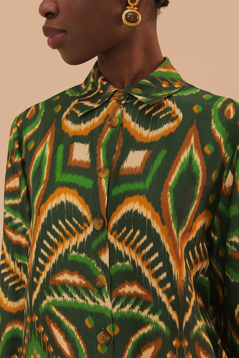 Ikat Shirt - Pineapple Green