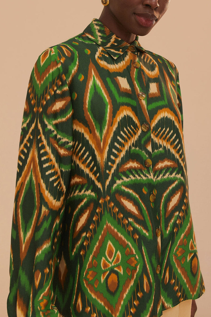 Ikat Shirt - Pineapple Green