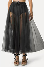 Tulle Skirt Jersey Coulotte - Nero