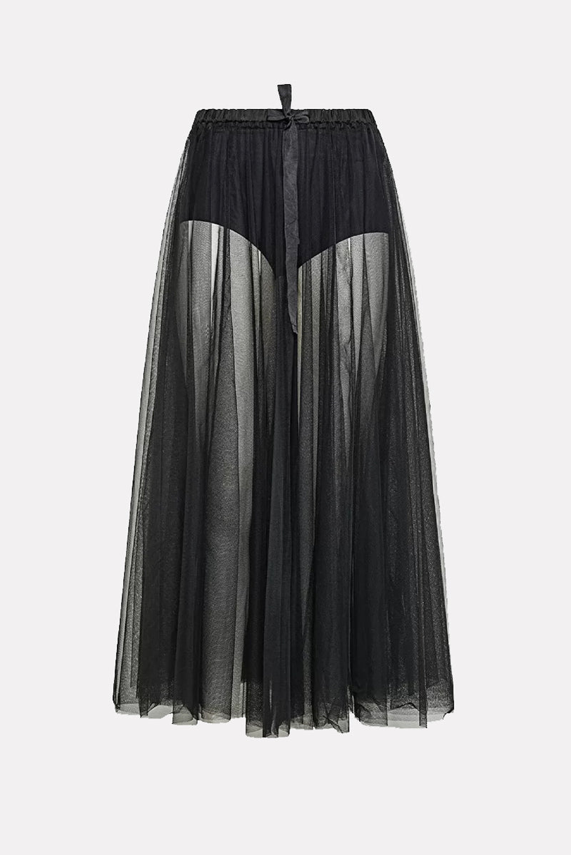 Tulle Skirt Jersey Coulotte - Nero