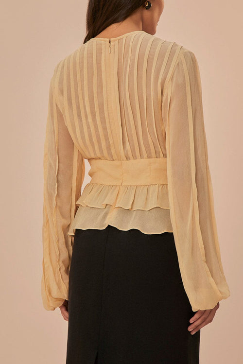 Pleated Bust Blouse - Beige