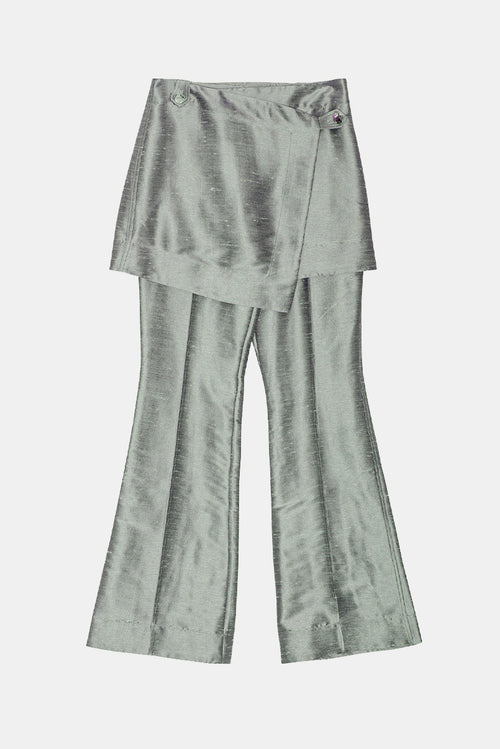 Shantoon Suiting Skirt Flare Pants - Gray Quill