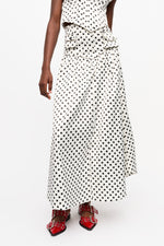 Printed Double Satin Long Pocket Skirt - Egret