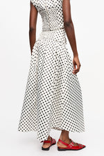 Printed Double Satin Long Pocket Skirt - Egret