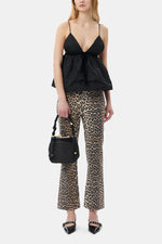 Print Denim Betzey Cropped - Leopard