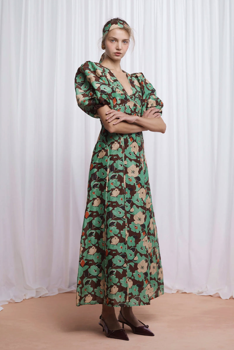 Adeline Floral Dress - Green Floral