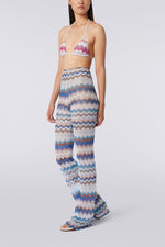 Cover up trousers in zigzag crochet with lurex