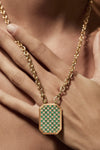 Emerald Check Scapular - 18K Yellow Gold