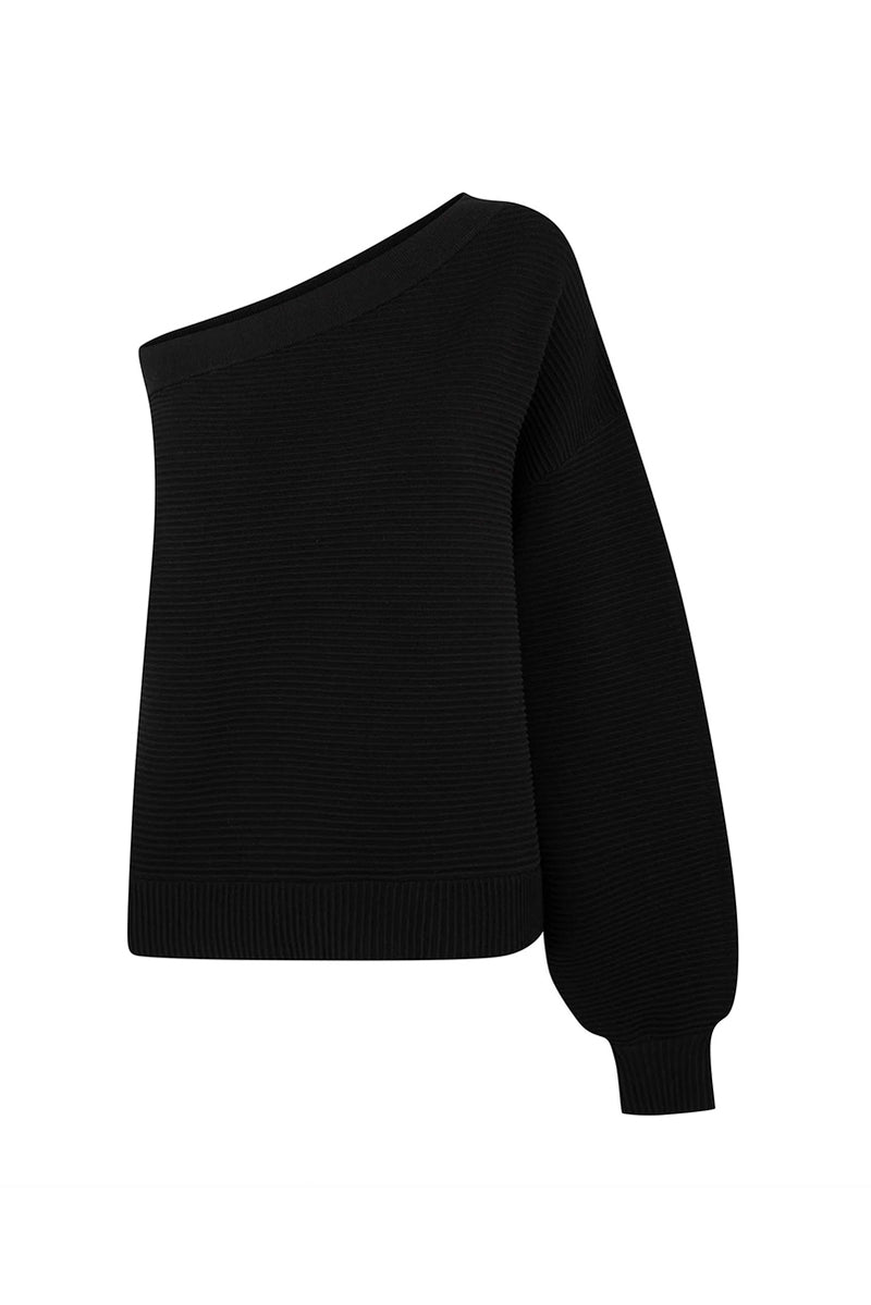 Organic Asym Sweater - Black