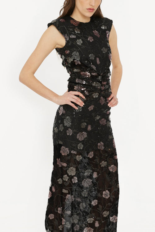 Lace Sleeveless Dress - Black