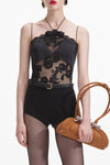 Lace Halterneck Top - Black