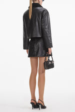 Leather Shearling Jacket -  Black