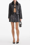 Leather Shearling Jacket -  Black