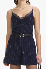 Rhinestone Pinstripe Cami - Navy