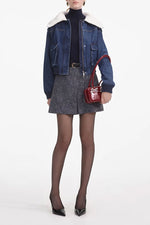 Denim Knit Collar Jacket - Blue