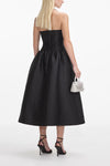 Taffeta Contrast Bow Midi Dress - Black