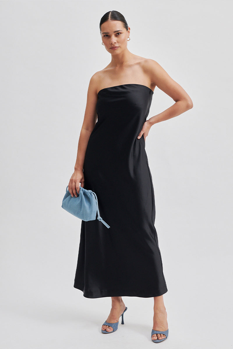 Odie Sateen Tube Dress - Black