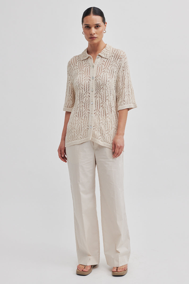 Elleny Knit SS Shirt - Pumice Stone