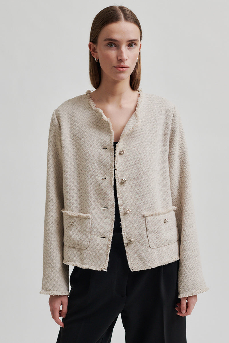 Liava Button Front Jacket - Dark Chalk