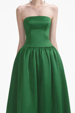 Satin Bandeau Maxi Dress - Green