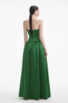 Satin Bandeau Maxi Dress - Green