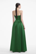 Satin Bandeau Maxi Dress - Green