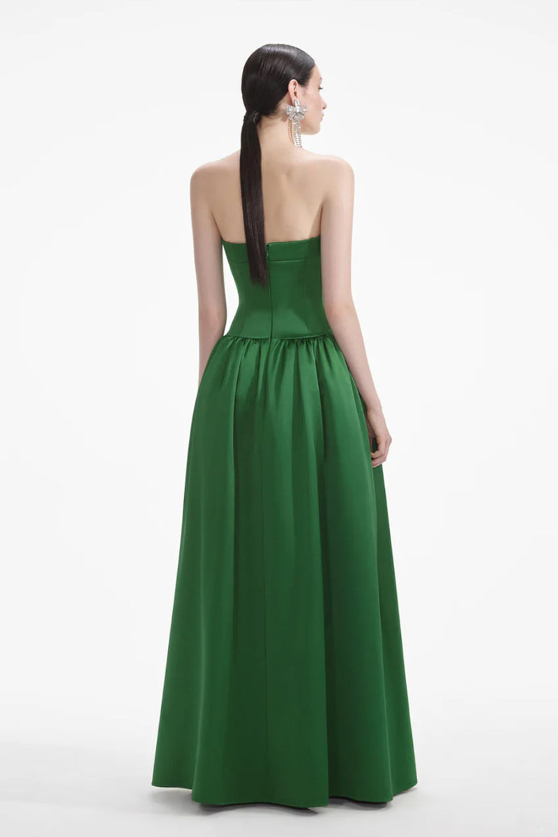 Satin Bandeau Maxi Dress - Green