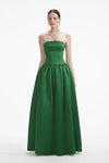 Satin Bandeau Maxi Dress - Green