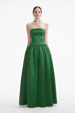 Satin Bandeau Maxi Dress - Green