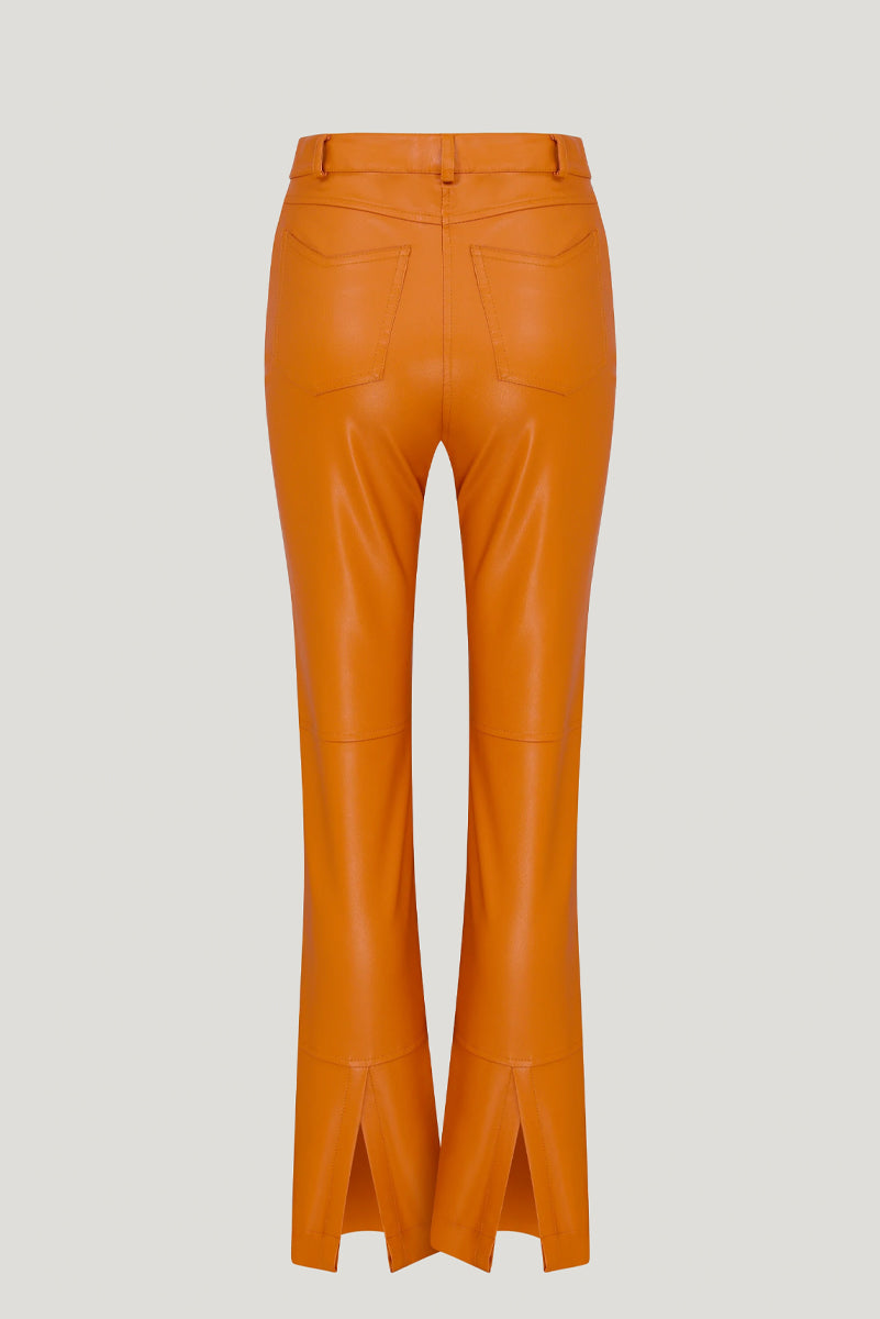 shiny leather pants orange large | eBay